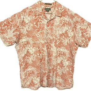 Eddie Bauer Mens Oversized Relaxed Size XL Button Up Linen Blend Hawaiian Shirt